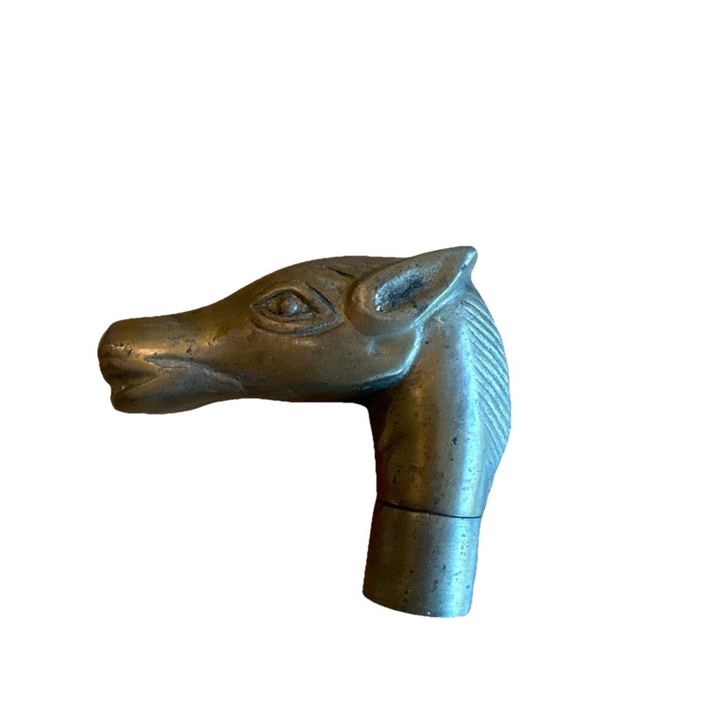Vintage Solid Brass Horse Head Handle for a Walking Stick or‎ Cane Equestrian